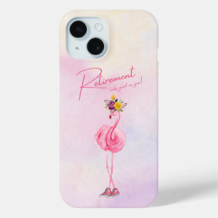 Pensionering staat je goed! Flamingo in Sneakers iPhone 15 Case