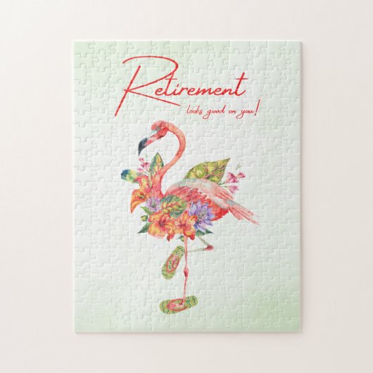 Pensionering staat je goed! Tropische Flamingo Legpuzzel (Verticaal)