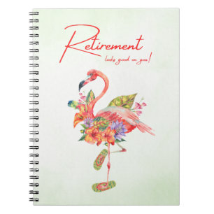 Pensionering staat je goed! Tropische Flamingo Notitieboek