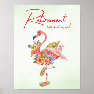 Pensionering staat je goed! Tropische Flamingo Poster