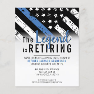 Pensionering van de begrotingspolitie via een blau flyer