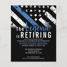 Pensionering van de begrotingspolitie via een blau flyer