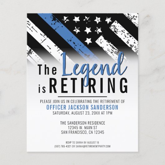 Pensionering van de begrotingspolitie voor de blau (Voorkant)