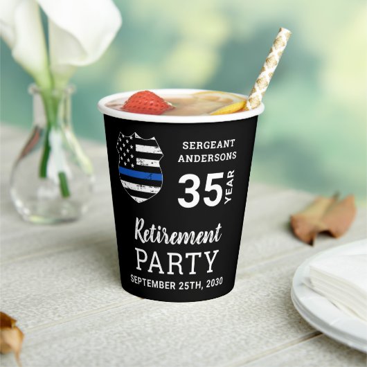 Pensionering van de politie - Aangepersonaliseerd  Papieren Bekers (Insitu)
