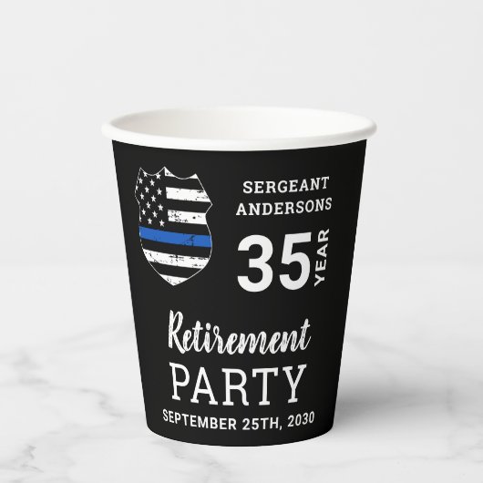 Pensionering van de politie - Aangepersonaliseerd  Papieren Bekers (Voorkant)