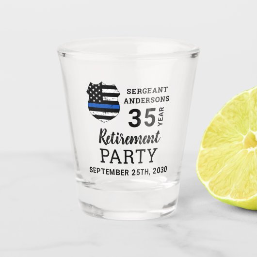 Pensionering van de politie - Aangepersonaliseerd  Shot Glas (Voorkant)