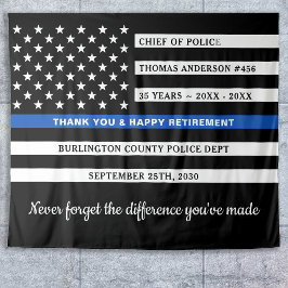 Pensionering van politie gepersonaliseerd in blauw wandkleed