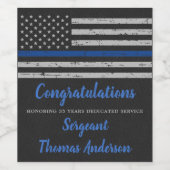 Pensionering van politie in blauwe lijn F gefelici Wijn Etiket (Enkel label)