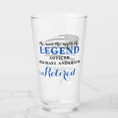 Pensionering van politie in blauwe lijn op maat glas (Voorkant)