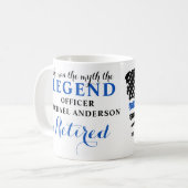 Pensionering van politie in blauwe lijn op maat koffiemok (Voorkant links)