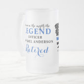 Pensionering van politie in blauwe lijn op maat matglas bierpul (Voorkant links)