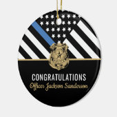 Pensionering van politie Thin Blue Line Gefelicite Keramisch Ornament (Links)