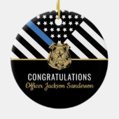 Pensionering van politie Thin Blue Line Gefelicite Keramisch Ornament (Achterkant)