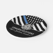 Pensionering van politie Thin Blue Line Gefelicite Papieren Bordje (Gekanteld)