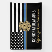 Pensionering van politie Thin Blue Line Gefelicite Spandoek (Verticaal)