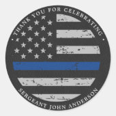 Pensionering van politie Thin Blue Line Hartelijk Ronde Sticker (Voorkant)