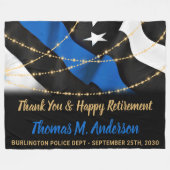 Pensionering van politieagent met blauwe lijn fleece deken (Voorkant (Horizontaal))