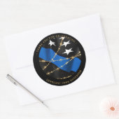 Pensionering van politiebeambte met blauwe lijn ronde sticker (Envelop)