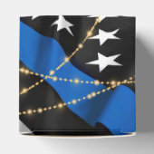 Pensionering van politiefunctionaris met blauwe li bedankdoosjes (Bovenkant)