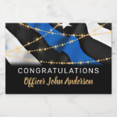 Pensionering van politiefunctionaris met blauwe li sparkling wijnetiket (Enkel label)