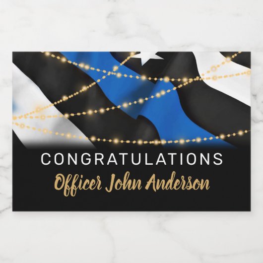 Pensionering van politiefunctionaris met blauwe li sparkling wijnetiket (Enkel label)