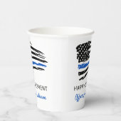 Pensionering van politiepartij met blauwe lijn vla papieren bekers (Rechts)