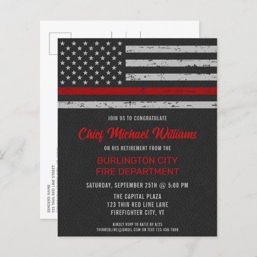 Pensionering van thin-line-brandweerpersoneel (Voorkant / Achterkant)