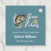 Pensionering verdwenen Vist grote vis gepensioneer Bedankjes Labels (Achterkant)