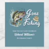 Pensionering verdwenen Vist grote vis gepensioneer Wijn Etiket (Enkel label)