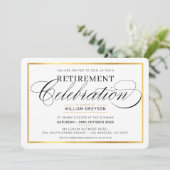 PENSIONERING VIERING DINER modern goud zwart Kaart (Staand voorkant)