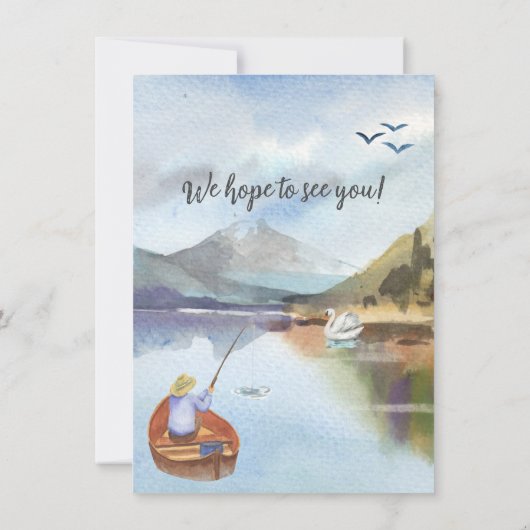 Pensionering vissen aan de waterverf van het meer aankondiging (Achterkant)