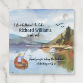 Pensionering vissen aan de waterverf van het meer bedankjes labels (Achterkant)