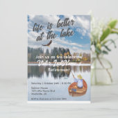 Pensionering vissen aan de waterverf van het meer kaart (Staand voorkant)