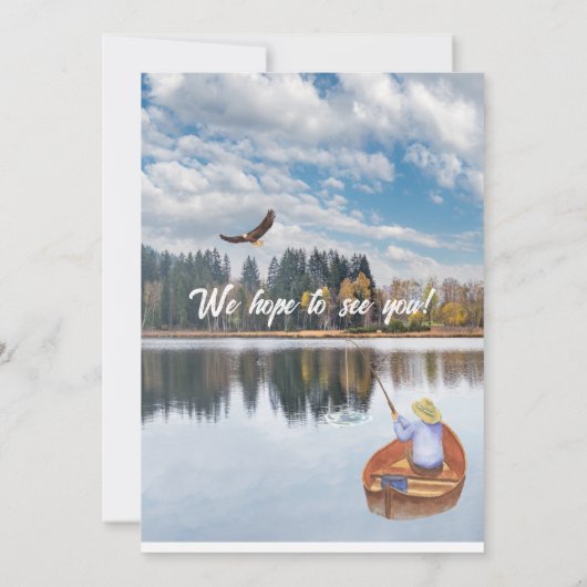 Pensionering vissen aan de waterverf van het meer kaart (Achterkant)