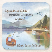 Pensionering vissen aan de waterverf van het meer