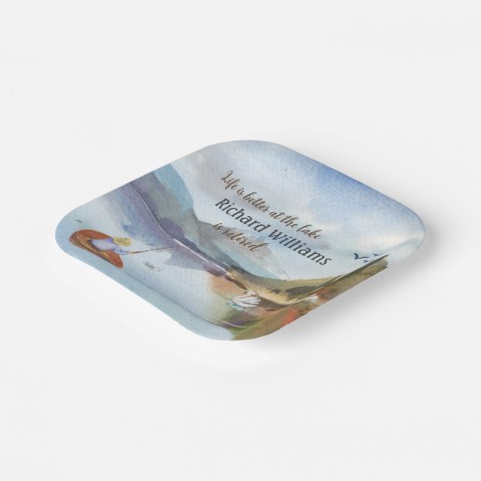 Pensionering vissen aan de waterverf van het meer papieren bordje (Gebogen)