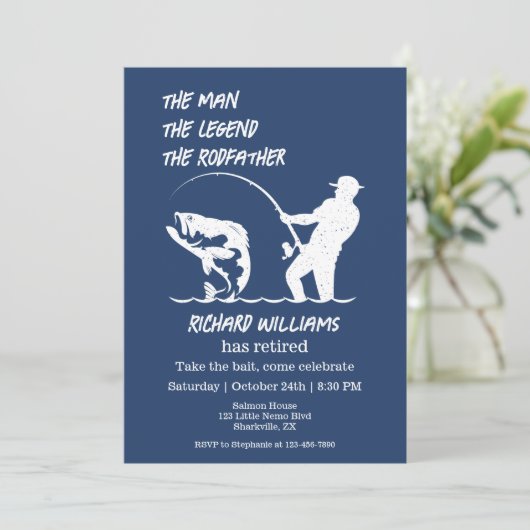 Pensionering Vist de Rodfather Big Fish Kaart (Staand voorkant)