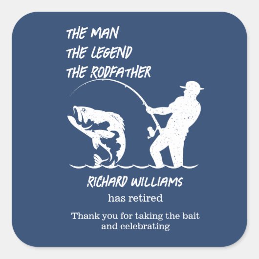 Pensionering Vist de Rodfather Big Fish Vierkante Sticker (Voorkant)