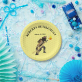 Pensionering voor geel brandweerpersoneel papieren bordje (Feest)