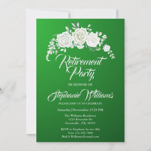 Pensionering Vrouw Party  Wit Rose Border Kaart (Voorkant)