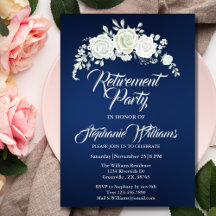 Pensionering Vrouw Party  Wit Rose Border