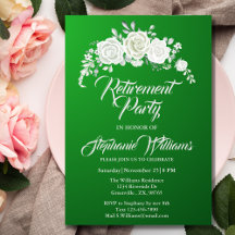 Pensionering Vrouw Party  Wit Rose Border