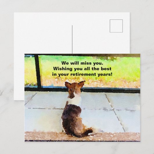 Pensionering - We zullen je missen. Briefkaart (Voorkant / Achterkant)