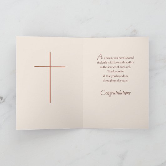 Pensionering Zegeningen Priester, Kruis op Hout Kaart (Binnen)