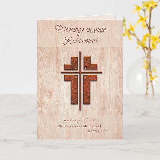 Pensionering Zegeningen Priester, Kruis op Hout Kaart (Gele Bloem)