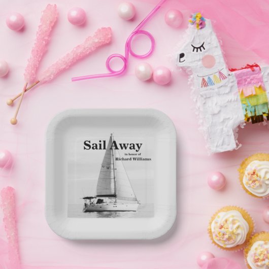 Pensionering zeilen Sail Away Zeilboot formeel Papieren Bordje (Feest)