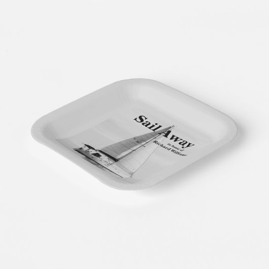 Pensionering zeilen Sail Away Zeilboot formeel Papieren Bordje (Gebogen)