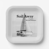 Pensionering zeilen Sail Away Zeilboot formeel Papieren Bordje (Voorkant)