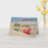 Pensionering Zonnebril Strandstoel Reflectie Kaart (Gele Bloem)