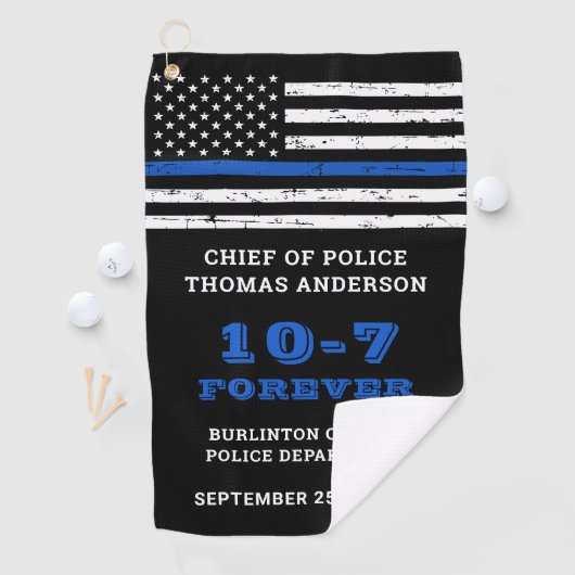 Pensioneringscadeau van politie, speciaal voor de  golfhanddoek (Insitu)